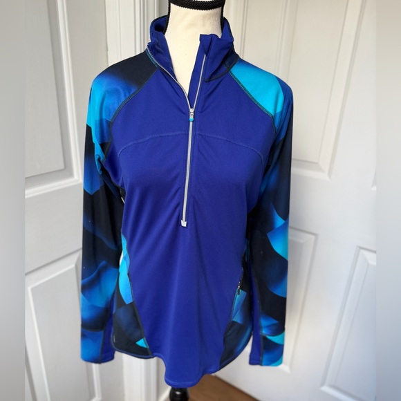 Athleta Running Wild Blue 1/2 Zip Pullover Jacket size Medium - Picture 2 of 6